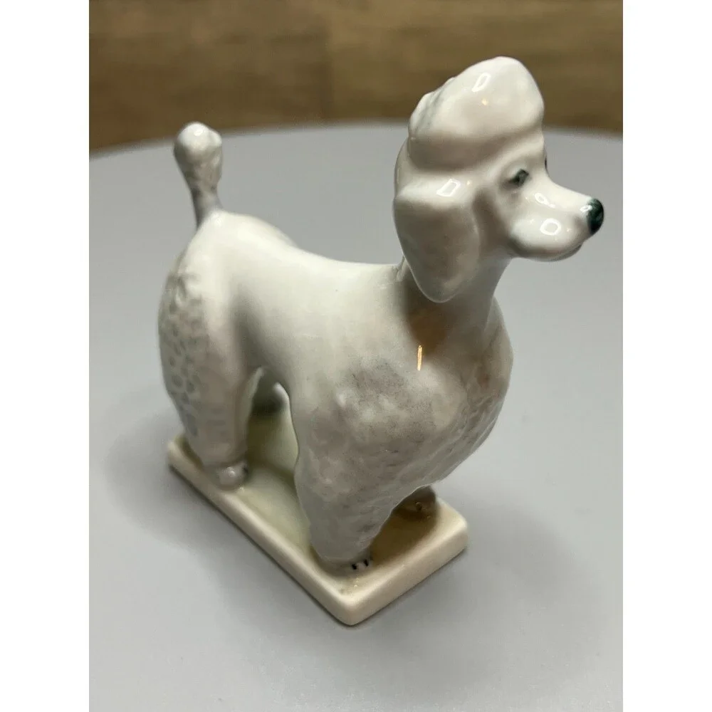 Zsolnay Hungary Porcelain Light Gray Poodle Dog Figure 3.5